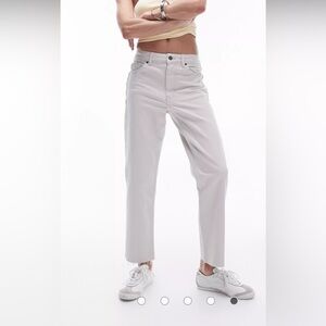 NWT!! TOPSHOP Mid Rise Straight Off White Denim with Raw Hem SIZE 6